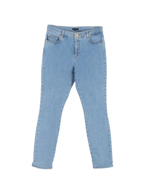 Escada Pre-Owned flower-patch skinny trousers Blue NAPPUGBCL465310W