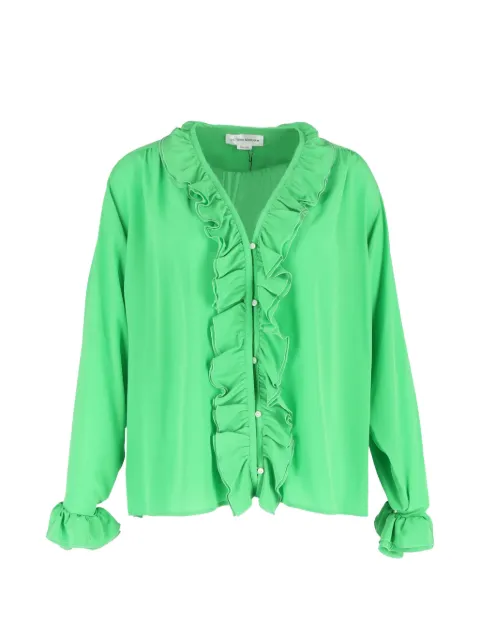 Victoria Beckham ruffle silk shirt Green NAPPUGBCL464525W