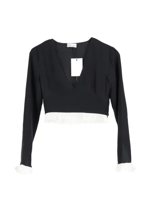 Red Valentino Vintage ruffled-hem cropped top Black NAPPUGBCL475361W