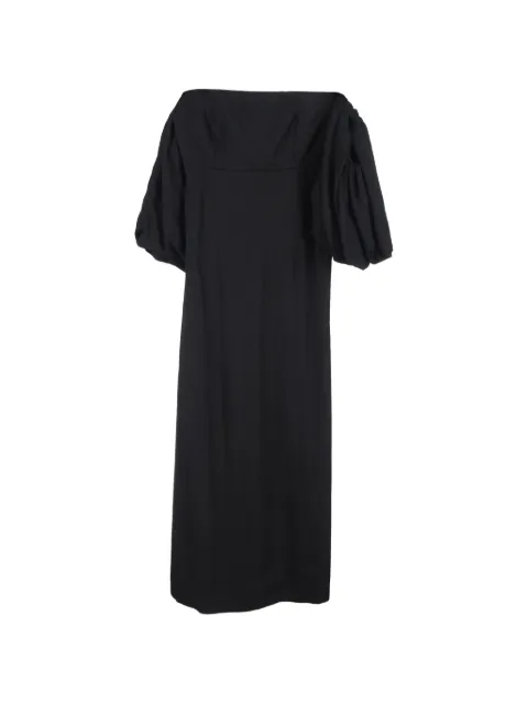 Mother Of Pearl puff-sleeve midi dress Black NAPPUGBCL464068W
