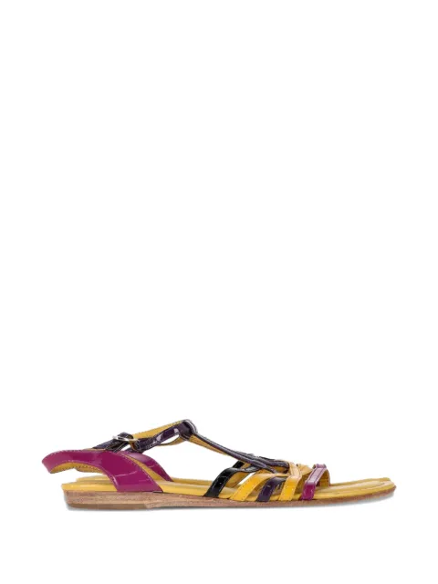 Tod's Vintage strappy patent-leather flat sandals Yellow NAPPUGBSH534093W