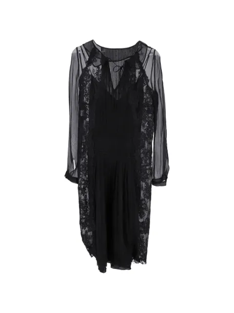Alberta Ferretti Vintage lace pleated midi dress Black NAPPUGBCL466126W