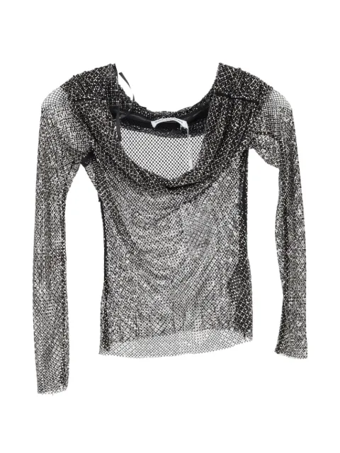 Self-Portrait fishnet off-shoulder top Black NAPPUGBCL483152W