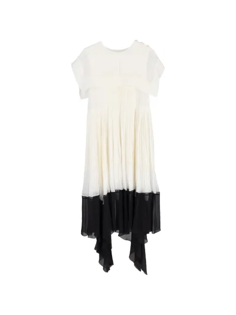 Chloé Vintage square-collar pleated midi dress White NAPPUGBCL527869W