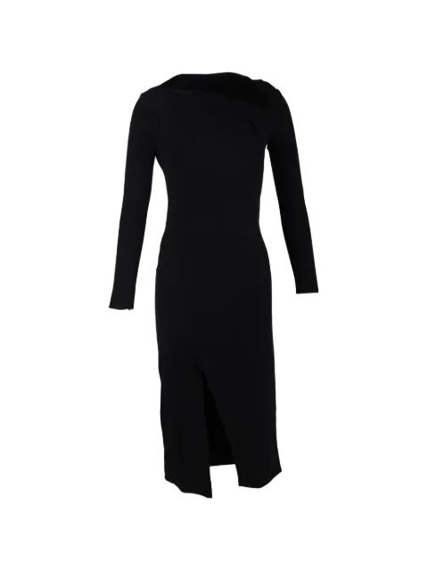 Oscar de la Renta Pre-Owned draped asymmetric midi dress Black NAPPUGBCL559680W