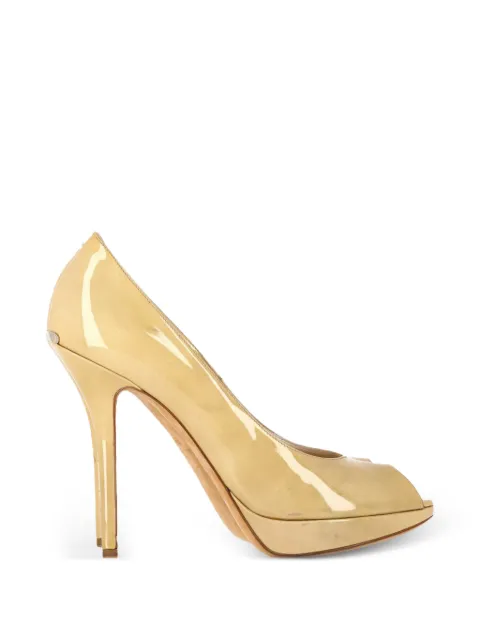 Christian Dior Pre-Owned peep-toe patent-leather pumps Yellow NAPPUGBSH509783W