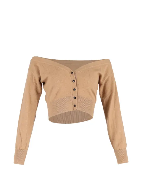 Pre-Owned Alexander Wang off-shoulder cropped cardigan Brown NAPPUGBCL507665W