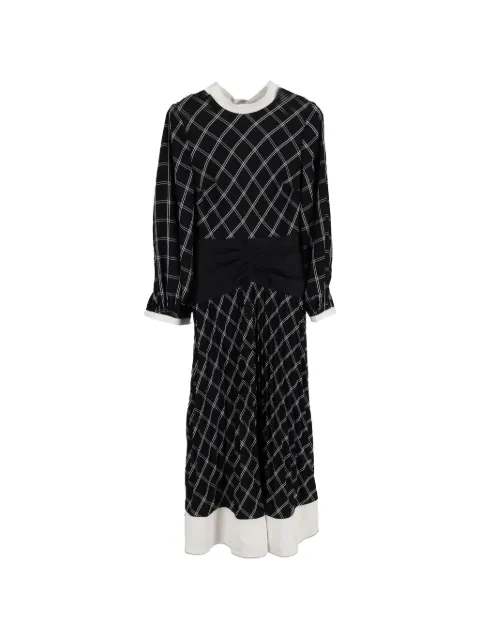 Self-Portrait check-pattern midi dress Black NAPPUGBCL524059W