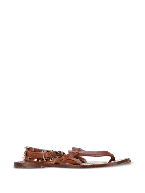 Valentino Garavani Pre-Owned rockstud-embellished T-strap sandals Brown NAPPUGBSH536816W