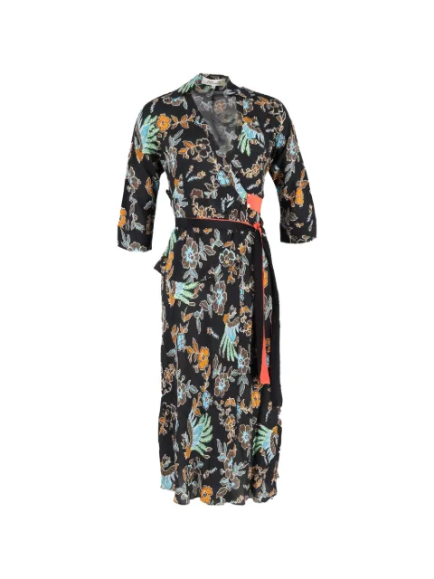Diane Von Furstenberg Vintage Madalena wrap midi dress Black NAPPUGBCL508494W