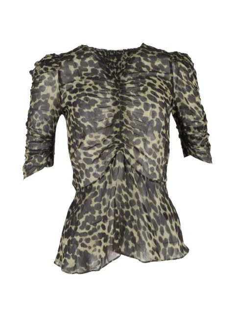 Isabel Marant Vintage Caja ruched animal-print blouse Neutrals NAPPUGBCL494210W