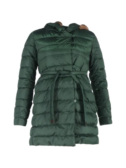 Max Mara belted fur-trim down jacket Green NAPPUGBCL465297W