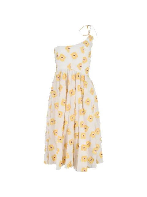 Caroline Constas floral one-shoulder midi dress White NAPPUGBCL464730W