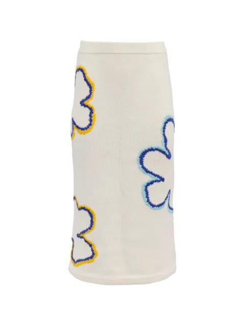 Carolina Herrera Vintage embroidery knit midi skirt Neutrals GILTPUUSCL584466W
