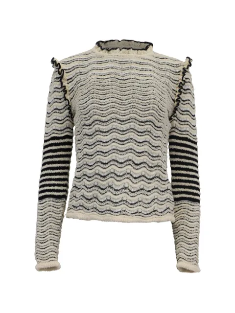 Ulla Johnson Stripes ruffled knitted sweater Neutrals NAPPUUSCL624735W