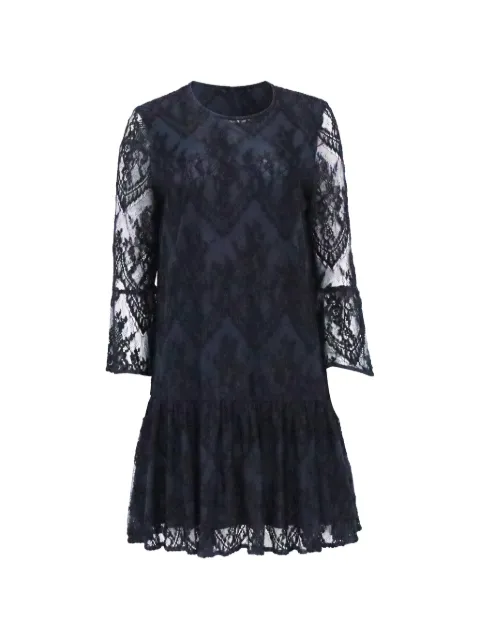 GANNI lace ruffled embroidered mini dress Blue NAPPUUSCL537883W