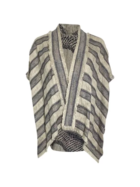 Maje striped fringed poncho Neutrals NAPPUUSCL459845W