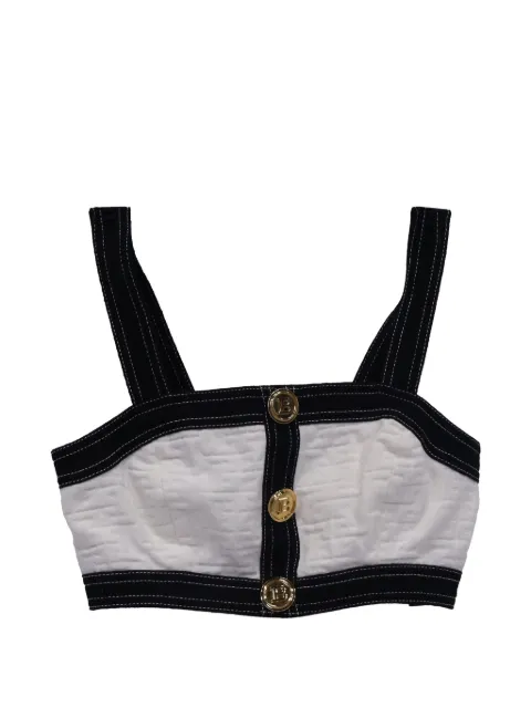 Balmain Pre-Owned back-zip cropped top White NAPPUUSCL504520W