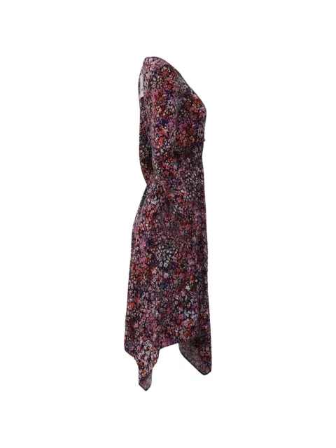 Maje floral-print asymmetric midi dress Purple GILTPUUSCL617468W