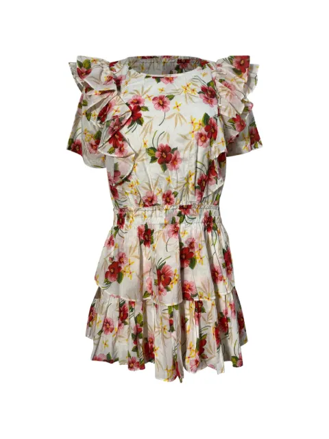 LoveShackFancy Natasha floral-print mini dress White NAPPUUSCL463384W