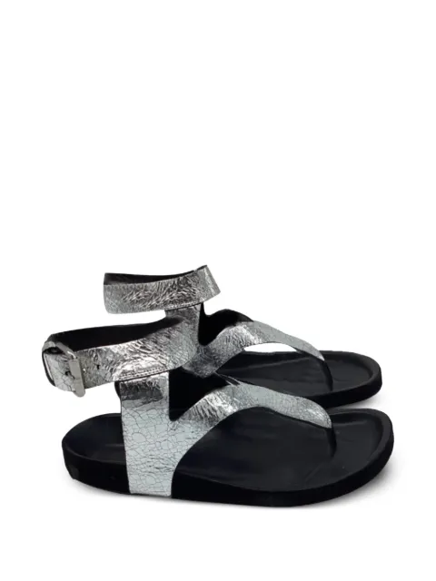 Isabel Marant Vintage ankle-strap metallic flat sandals Silver NAPPUUSSH514053W