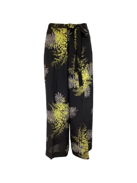 Valentino Garavani Pre-Owned printed crepe wide-leg trousers Black NAPPUUSCL463625W