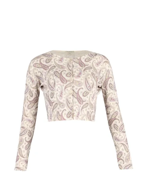 Etro Vintage Etro Cropped Paisley Cardigan in Beige Wool Neutrals NAPPUGBCL373996W
