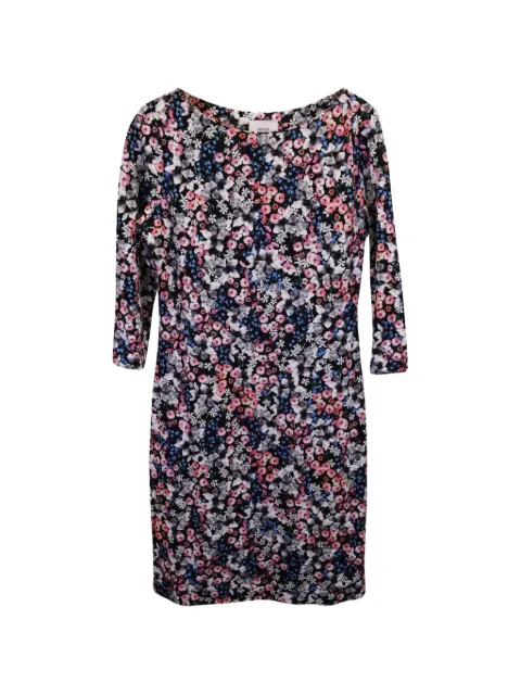ERDEM floral three-quarter-sleeve mini dress Black NAPPUUSCL368411W
