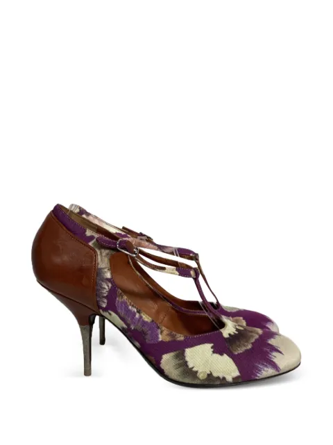 Dries Van Noten Pre-Owned floral-print buckled pumps Purple NAPPUUSSH457266W
