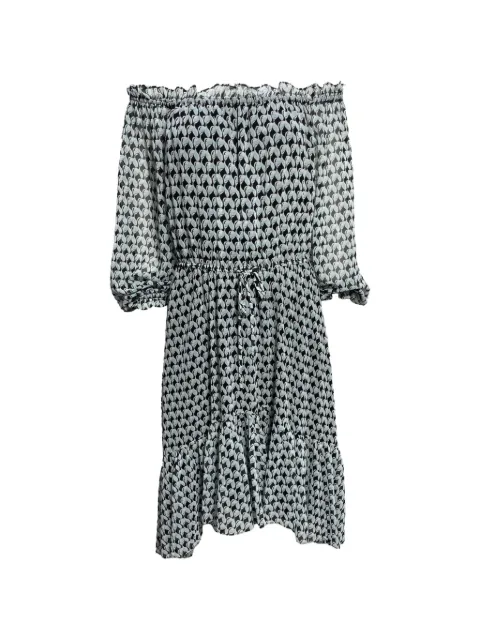 Diane Von Furstenberg Vintage printed off-shoulder dress Black TONPUUSCL424817W
