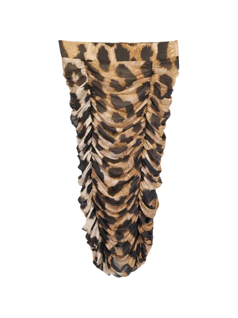 GANNI ruched leopard-print midi skirt Brown TONPUUSCL400224W