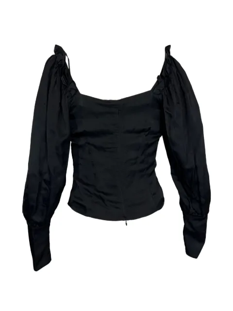 Mother Of Pearl square-neck long-sleeve blouse Black NAPPUUSCL409190W