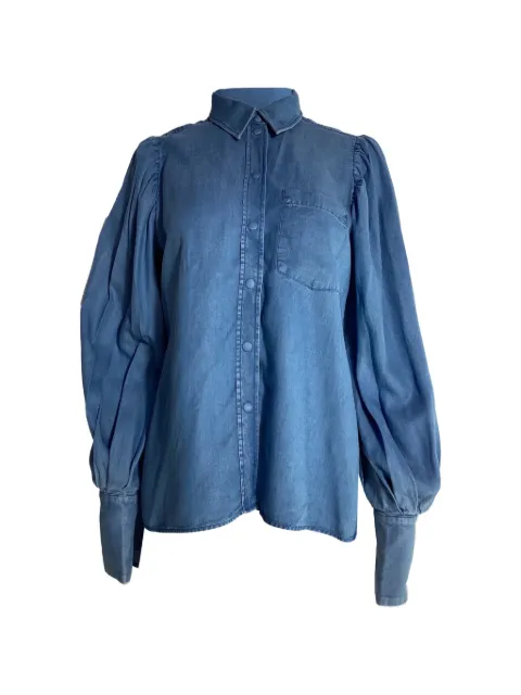 Mother Of Pearl bishop-sleeve collared-neckline shirt Blue NAPPUUSCL458978W