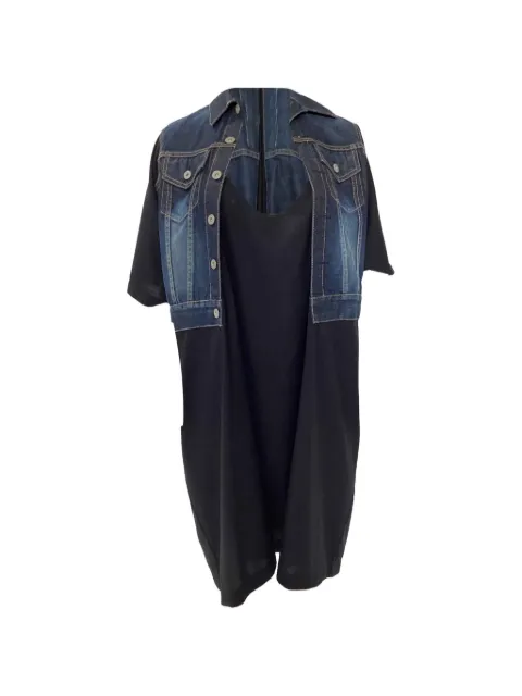 Junya Watanabe denim-panel midi dress Black TONPUUSCL444988W