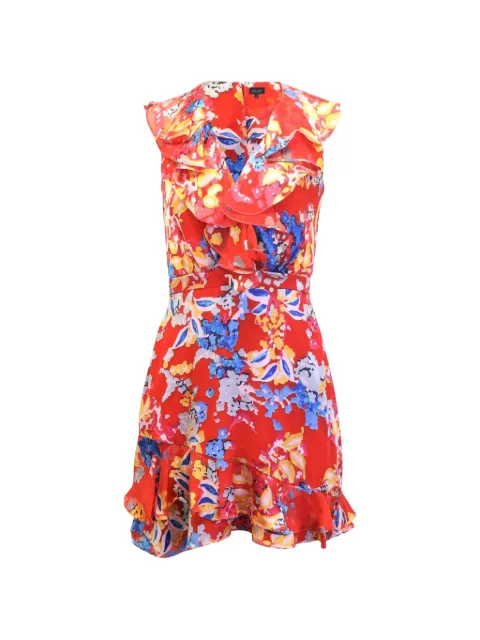 Saloni floral-print ruffled mini dress Red TONPUGBCL261457W