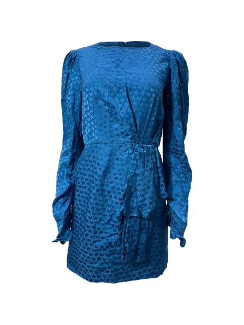 Saloni Debbie patterned ribbon detail mini dress Blue NAPPUUSCL427803W