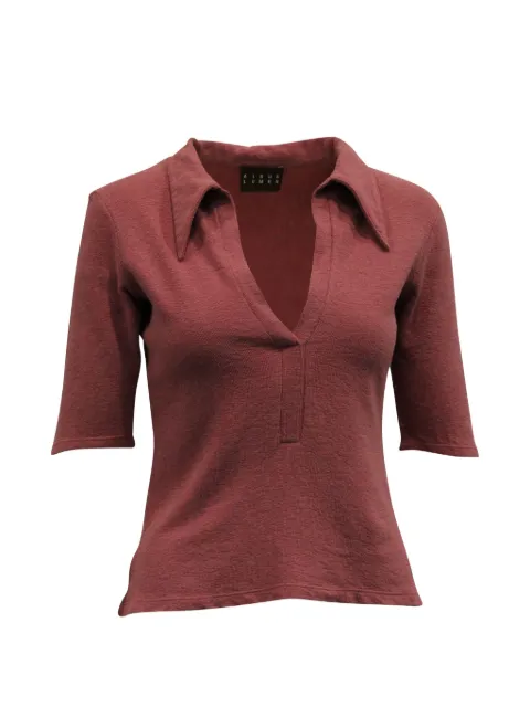 Alumnae V-neck polo shirt Red NAPPUGBCL140576W
