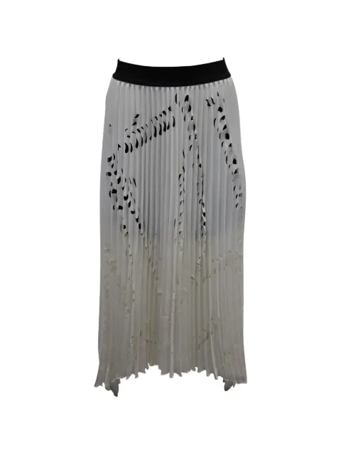 Maje pleated laser-cut midi skirt Neutrals TONPUGBCL251331W
