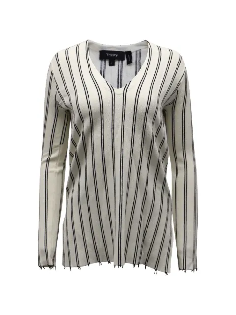 Theory V-neck striped blouse White TONPUGBCL167004W
