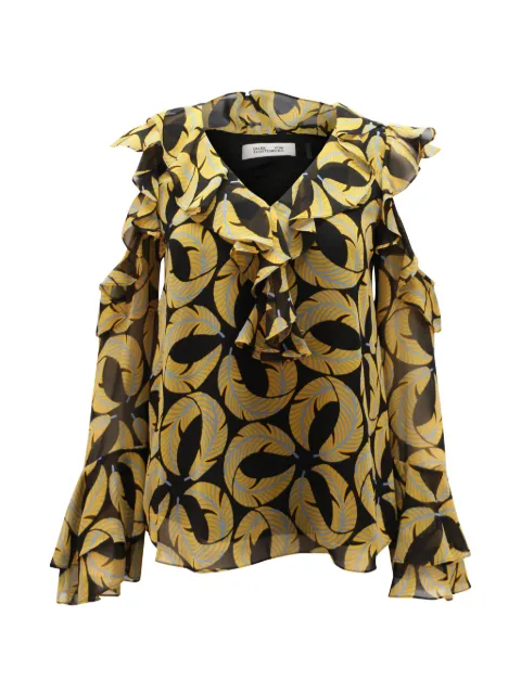 Diane Von Furstenberg Vintage cut-out ruffled top Black TONPUGBCL131430W
