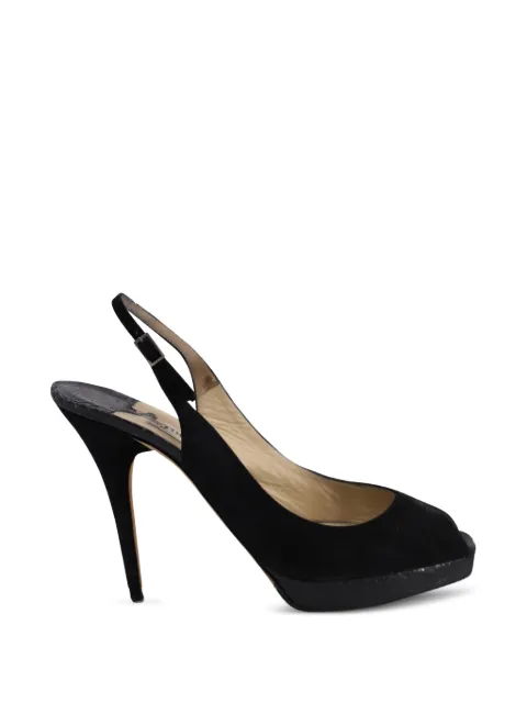 Jimmy Choo Pre-Owned open-toe snakeskin slingback shoes Black TONPUGBSH190308W