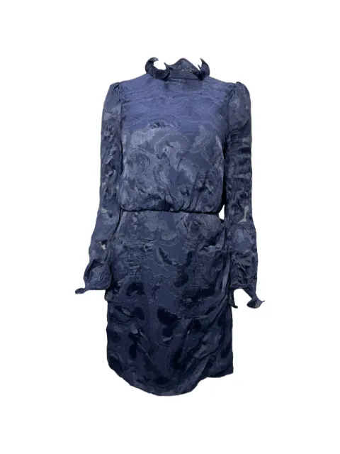 Saloni Rina B ruffled-neck mini dress Blue NAPPUUSCL427804W