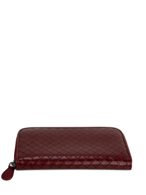 Bottega Veneta Pre-Owned intrecciato zip around leather wallet clutch Red 49341464084791