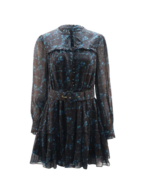 Nicholas floral-print belted dress Black NAPPUGBCL105984W