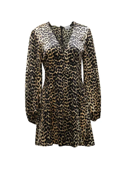 GANNI leopard-print V-neck dress Neutrals NAPPUGBCL128130W