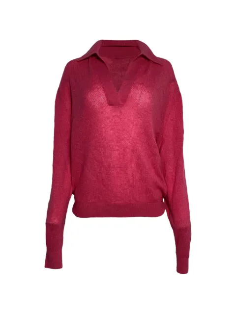 KHAITE Pre-Owned Jo ribbed-collar sweater Pink NAPPUUSCL458992W