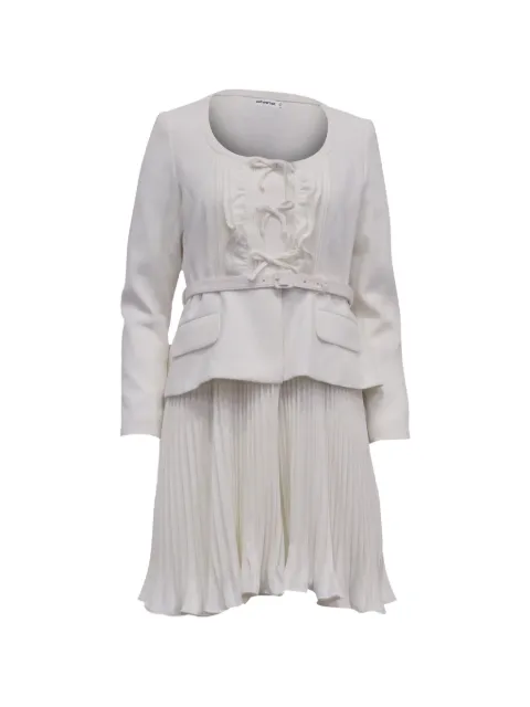 Self-Portrait pleated belted dress White TONPUUSCL556077W