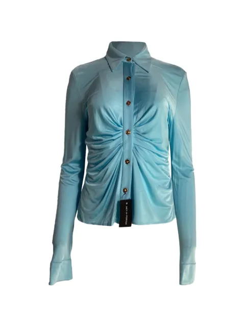 Versace Pre-Owned ruched buttoned shirt Blue NAPPUUSCL458972W