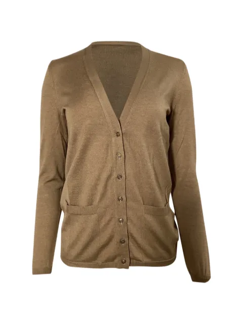 Saint Laurent Pre-Owned V-neck front-pockets cardigan Brown TONPUUSCL468808W