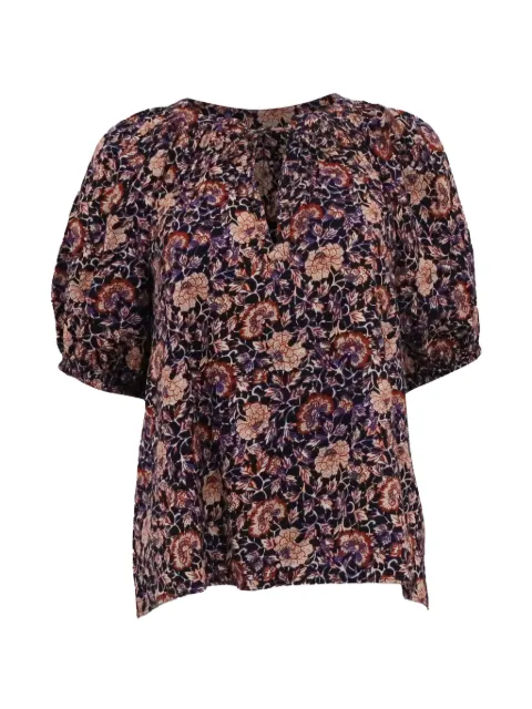 Ulla Johnson puff-sleeve floral-print top Black NAPPUUSCL538768M